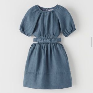 Zara kids girls woven Cotten dress with side cutouts sz 6